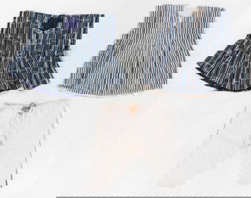 Two Indigo-Dyed Agbada with Cotton Trousers, West Africa