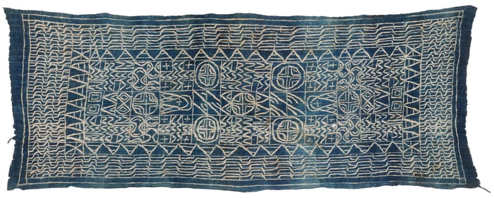Large Bamileke Chief's Ndop Prestige Cloth, Cameroon, Early-Mid 20th C.