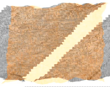 Beautiful Complex Mbuti Painting On Bark Cloth, Northeastern DRC, 20th C.