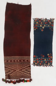 Tunisian Woman's Tajira Tie-Dye Shawl and Shawl Fragment