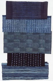 Five Indigo-Dyed Market Cloths, West Africa, 1990s