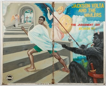 Monumental Bi-Fold African Painted Movie Poster, 78" x 96"