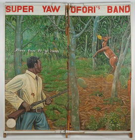 Monumental Bi-Fold African Painted Movie Poster, 100" x 96"
