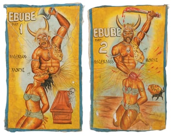 Kwesi Blue "Mr. Brew" (Ghanaian, 20th c.) "Ebube 1&2" 2 Nigerian Movie Posters
