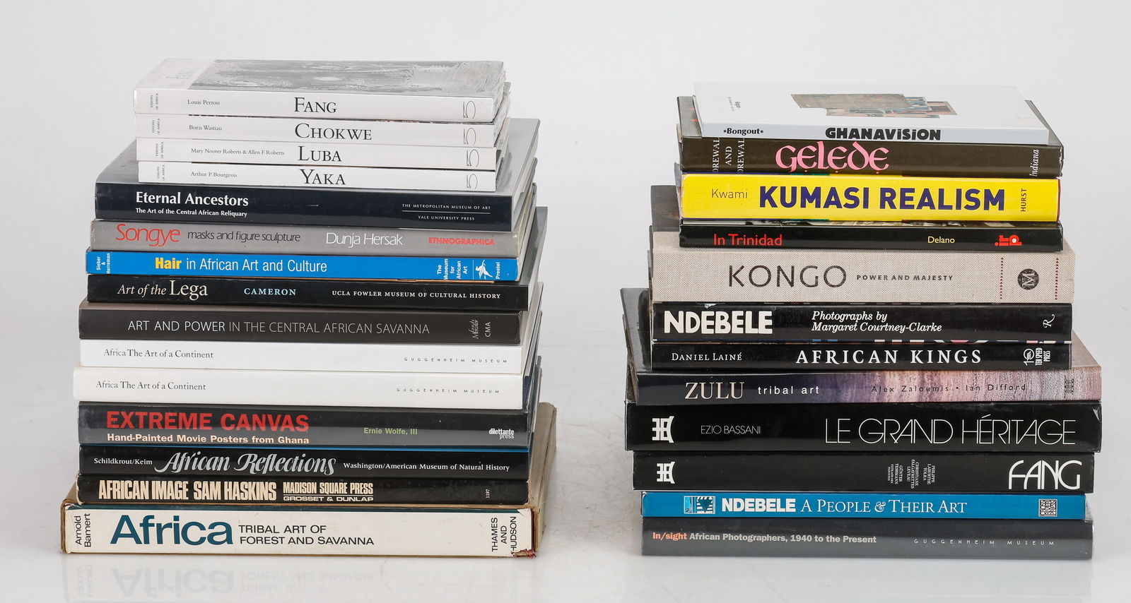 Collection of 28 Books on African Art: Collection of 28 Books on African Art. Shelf Space: 25" (64 cm). Provenance: Ex. collection of Michelle Gilbert.