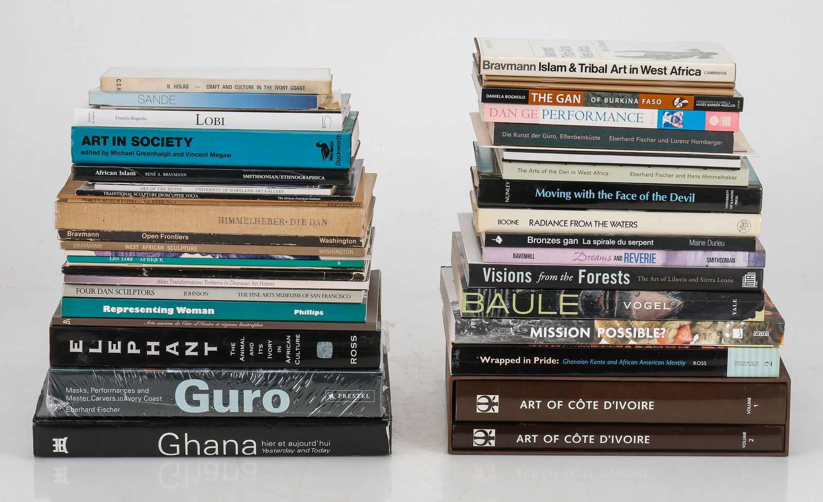 Collection of 46 Books on African Art: Collection of 46 Books on African Art. Shelf Space: 28" (71 cm). Provenance: Ex. collection of Michelle Gilbert.