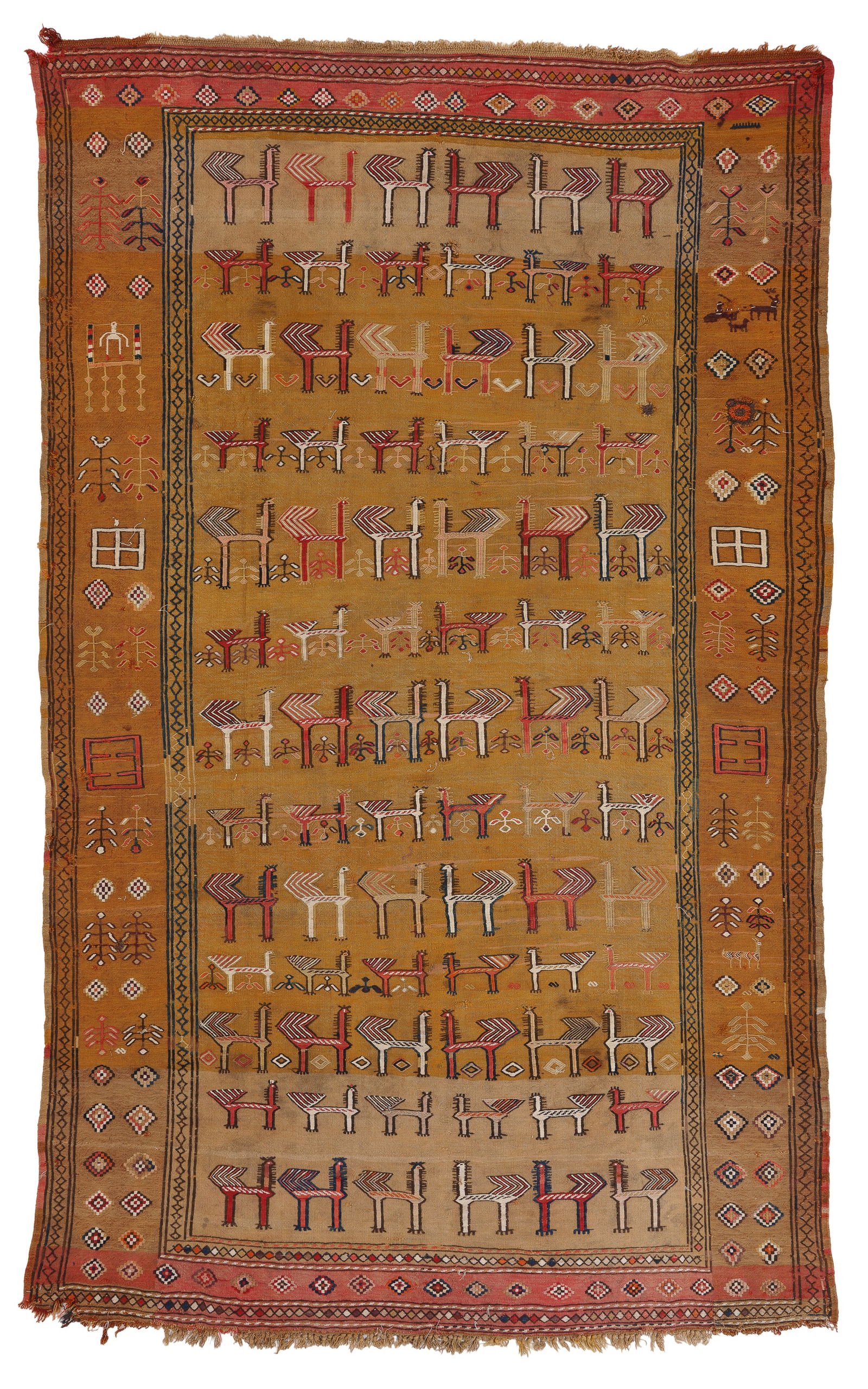 Verneh Cover, Caucasus, Ca. 1900, 5'6'' x 8'10'': Verneh Cover, Caucasus, Ca. 1900, 5'6'' x 8'10'' (168 x 269 cm). Weight: 10 lbs. Material: wool surface, wool warp. Provenance: Private family estate collection, New York.