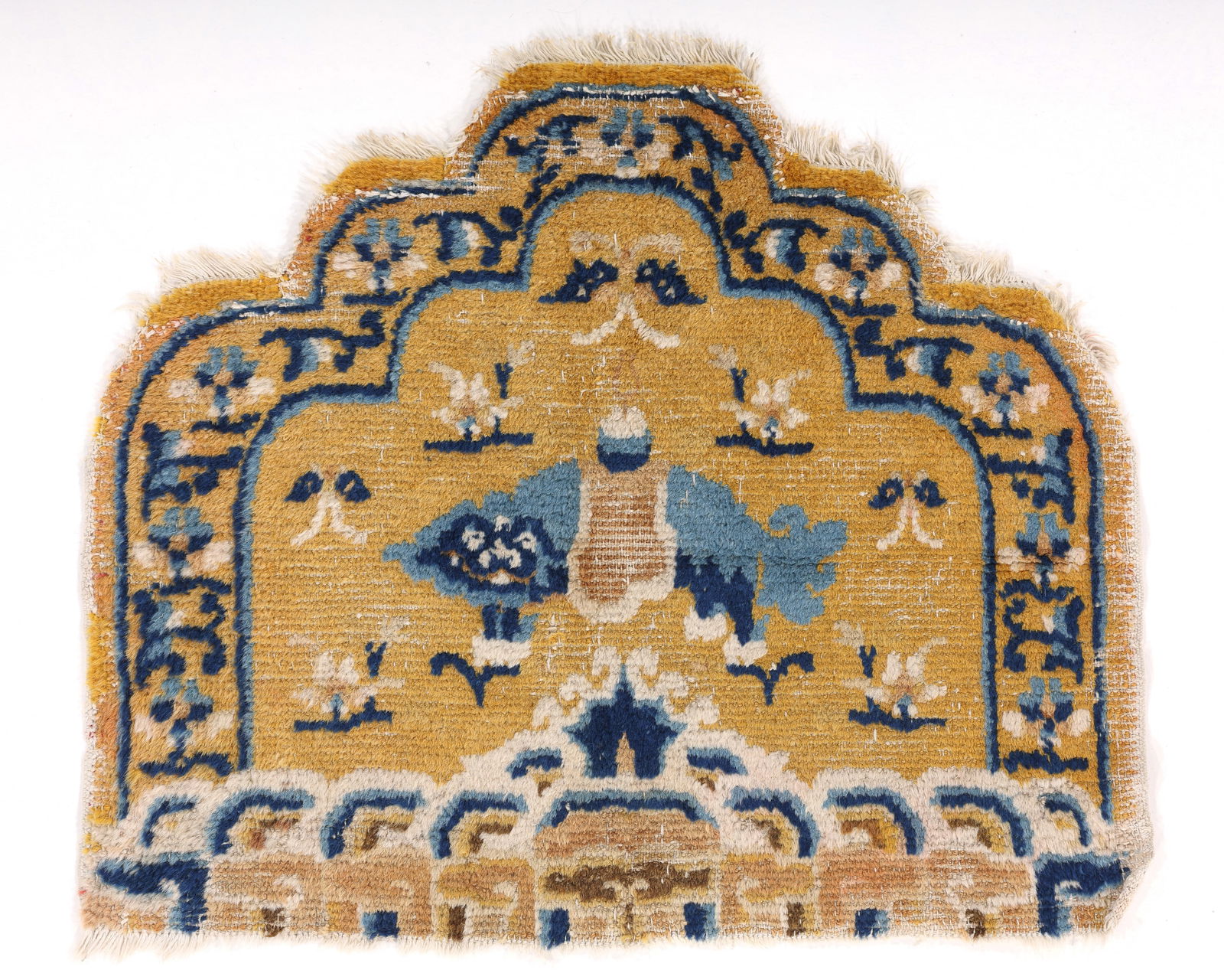 Ningxia Throne Back Foo Lion Rug, China, 19th C., 2'3'' x 1'10'' (1 of 3)