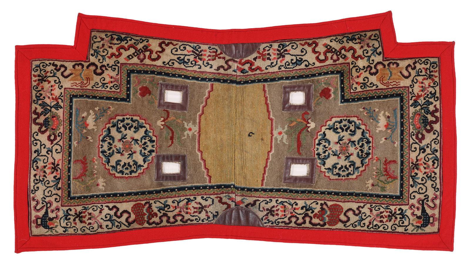 Fine Saddle Rug, Tibet, Late 19th C., 4'2'' x 2'3'': Fine Saddle Rug, Tibet, Late 19th C., 4'2'' x 2'3'' (127 x 69 cm). Weight: 4 lbs. Wool.