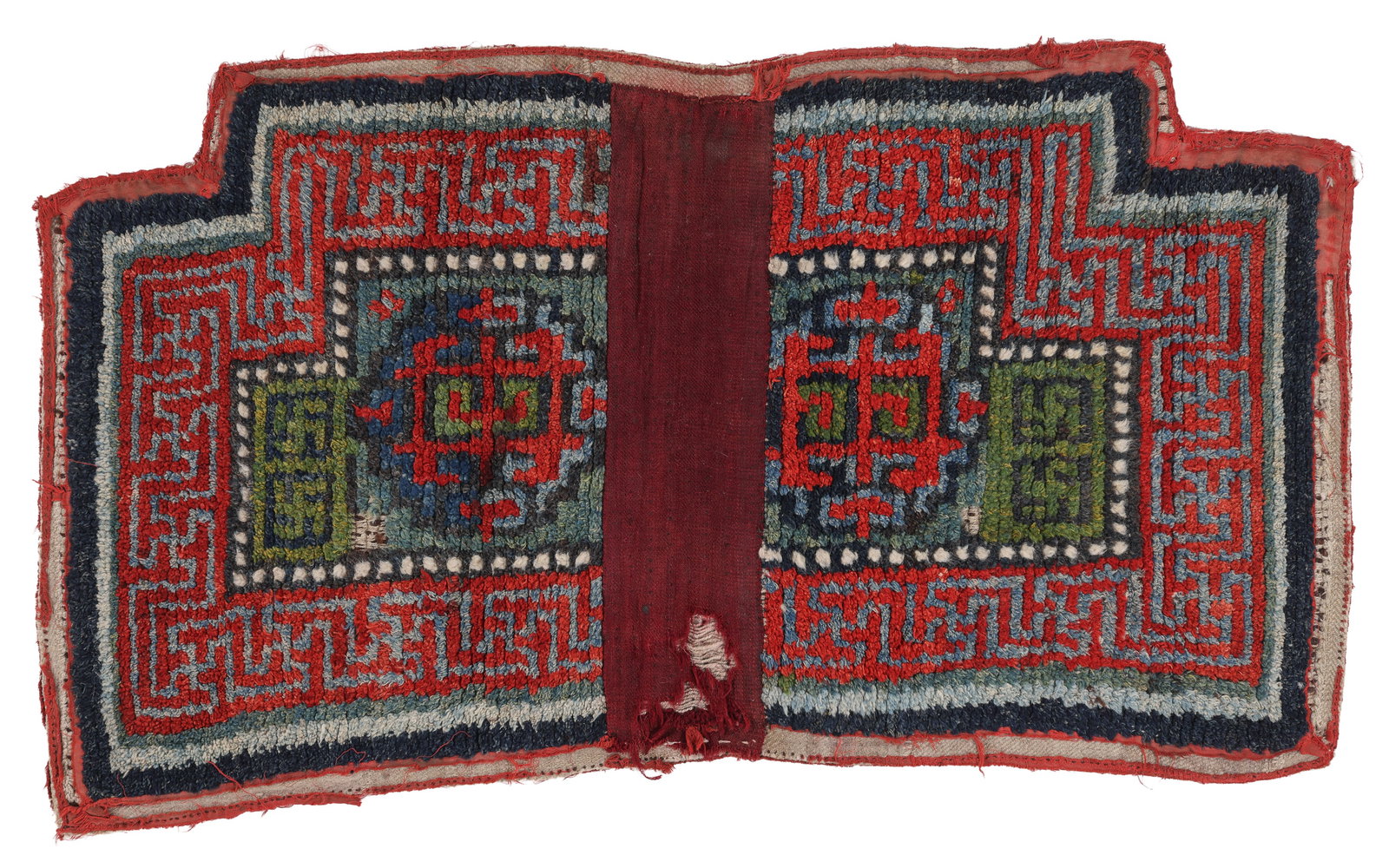 Warp Face Bck Saddle Rug, Tibet, 19th C., 3'9'' x 2'1'' (1 of 3)
