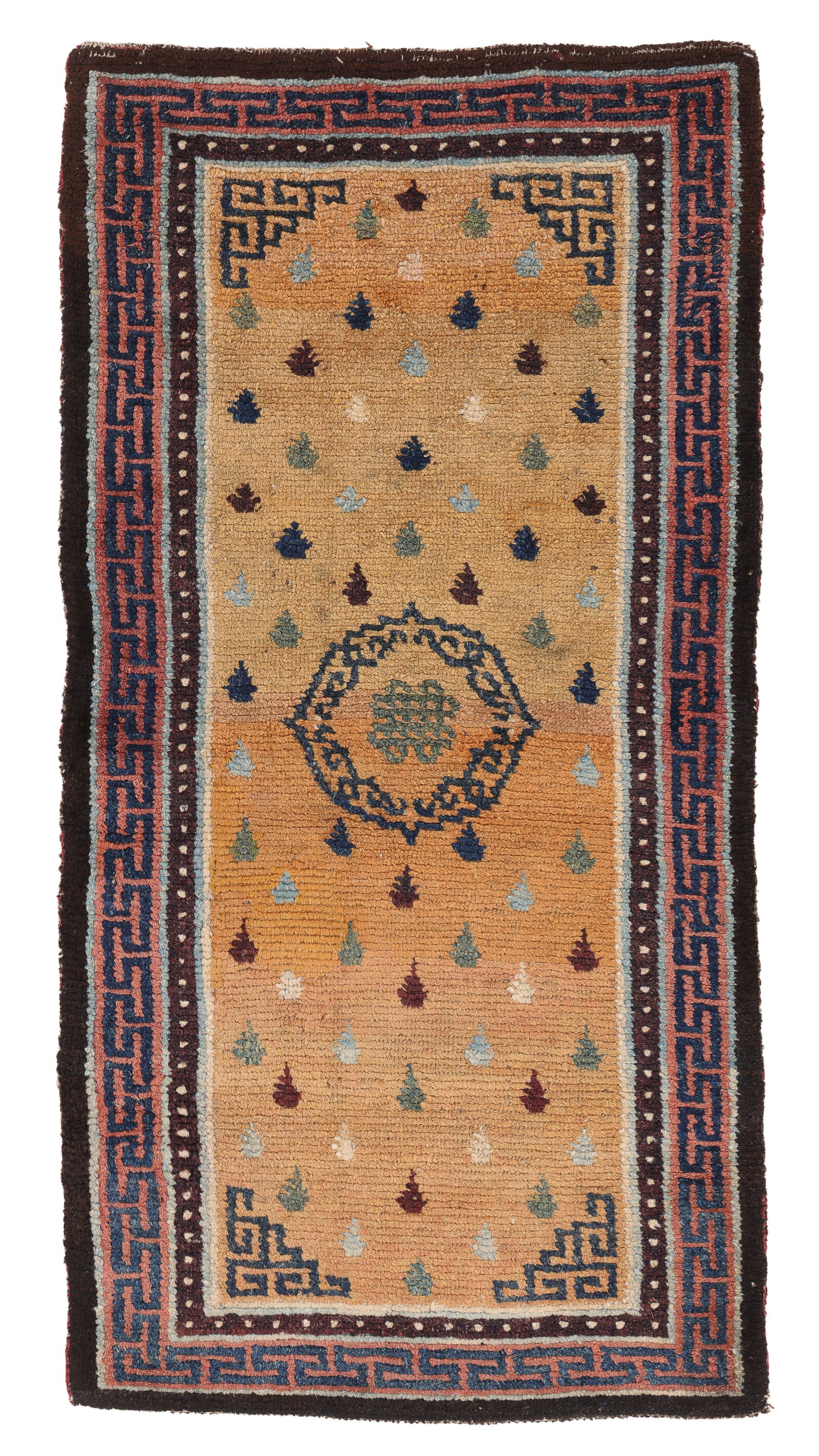 Classic Single Medallion Rug, Tibet, 19th C., 2'4'' x 4'8'': Classic Single Medallion Rug, Tibet, 19th C., 2'4'' x 4'8'' (71 x 142 cm). Weight: 7 lbs. Wool.