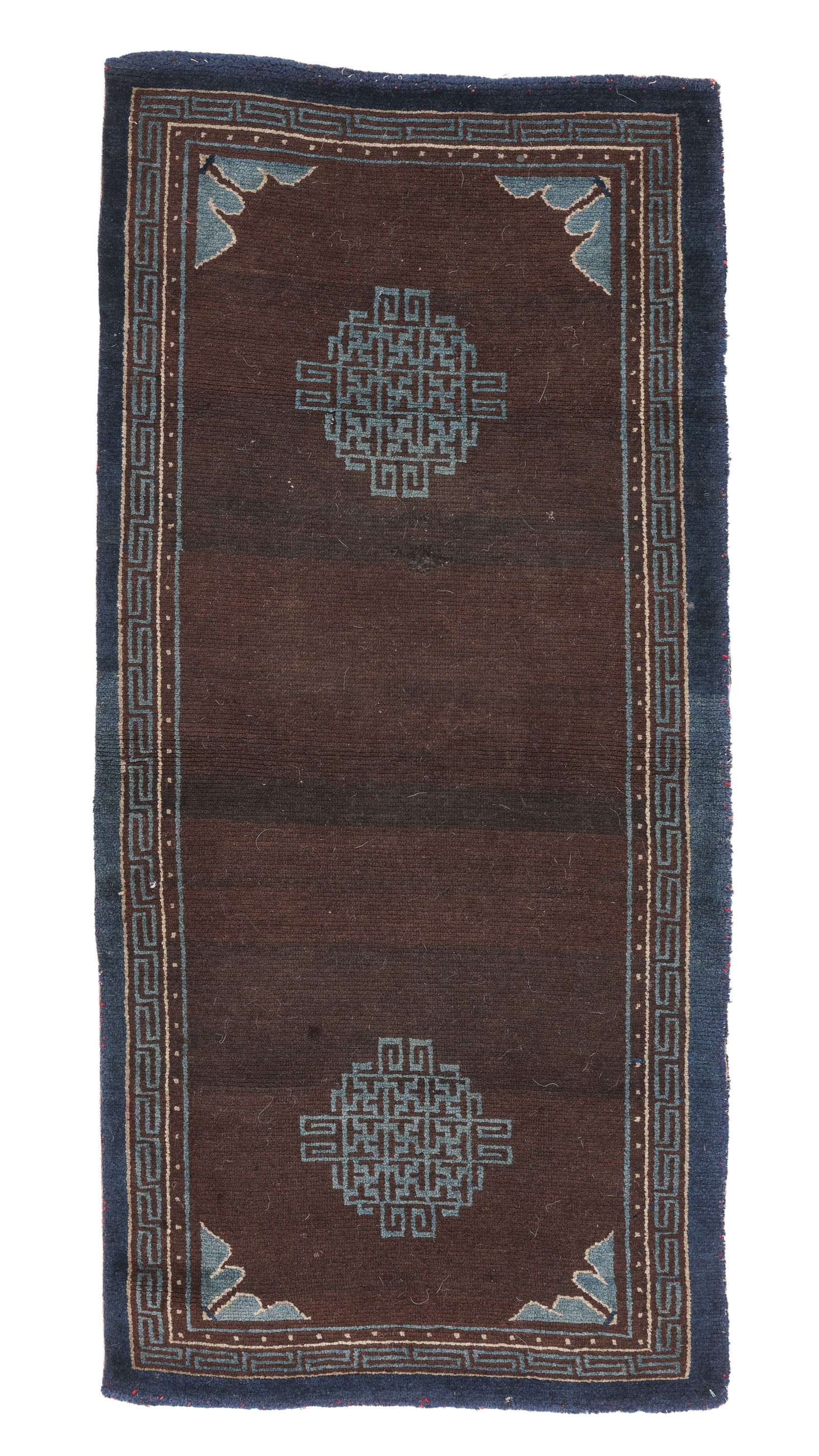 Minimalist 2 Medallion Rug, Tibet, 19th C., 2'3'' x 4'8'' (1 of 5)