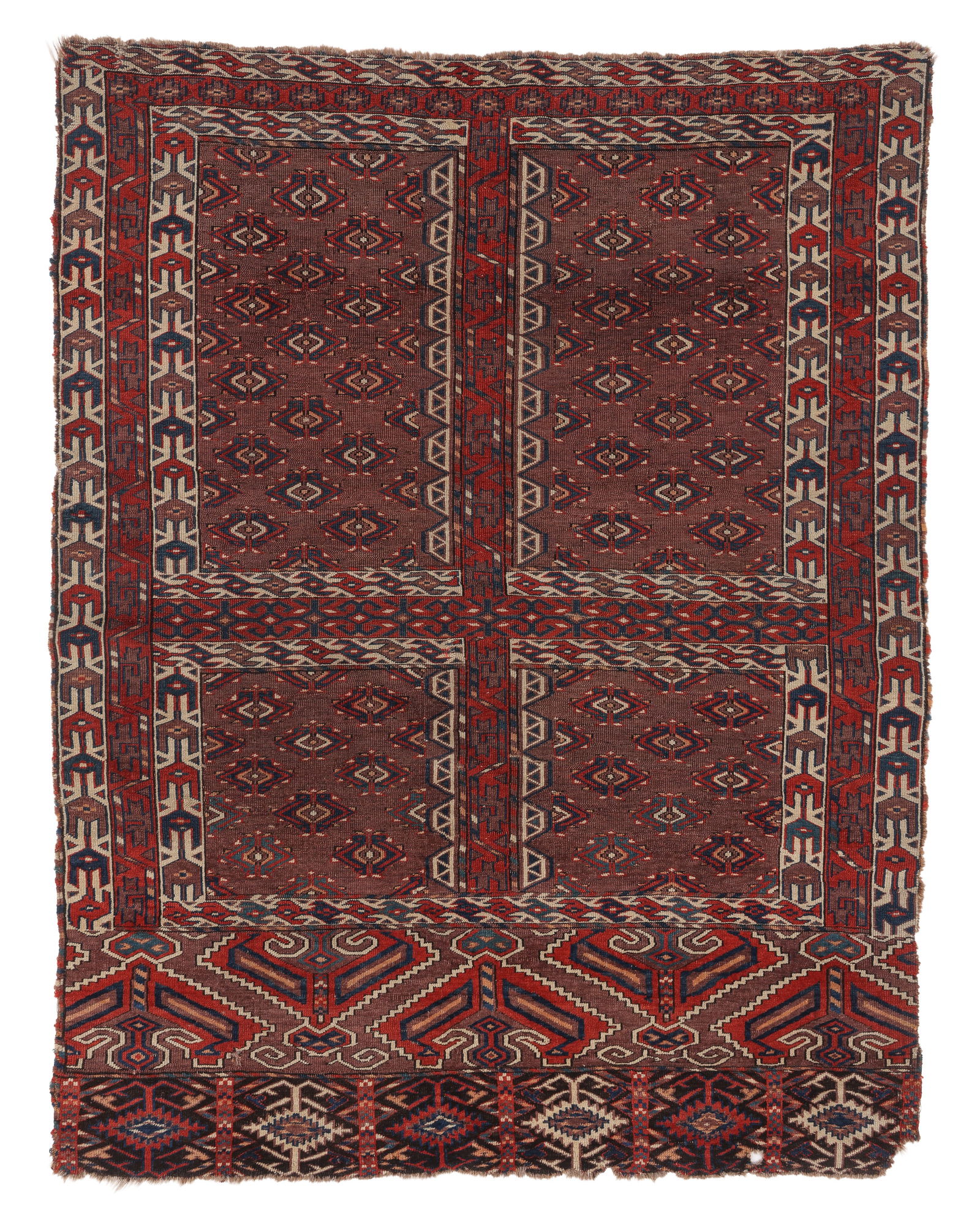 Yomud Turkmen Door Rug or ''Engsi'', Central Asia, 19th century, 4' x 5'3'' (1 of 5)