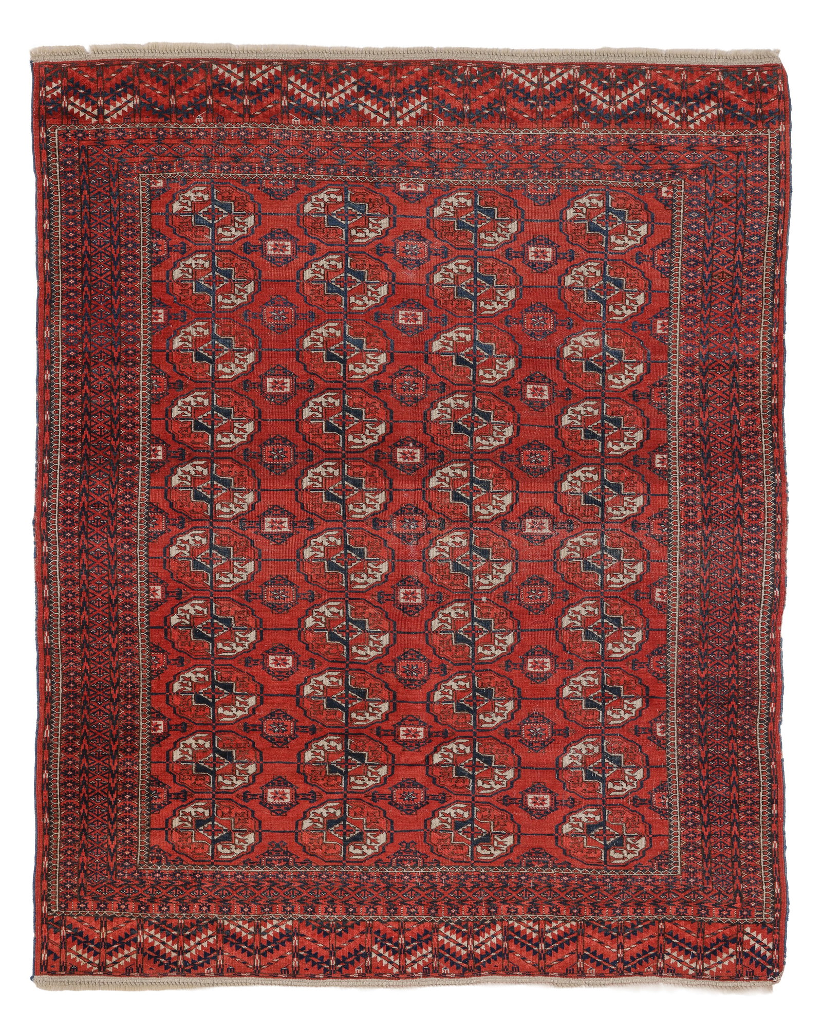 Tekke Rug, Central Asia, Late 19th C., 4'8'' x 5'10'': Tekke Rug, Central Asia, Late 19th C., 4'8'' x 5'10'' (142 x 178 cm). Weight: 8 lbs. Material: wool pile, wool warp, wool weft.