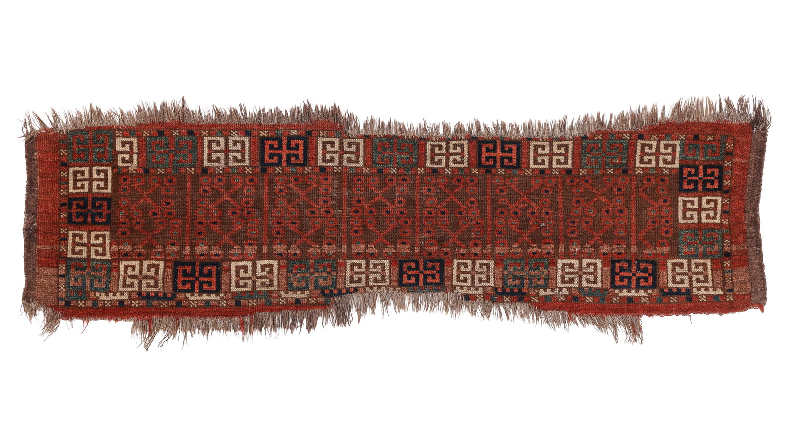 Ersari Trapping, Central Asia, Ca. 1875, 4'3'' x 1'3'': Ersari Trapping, Central Asia, Ca. 1875, 4'3'' x 1'3'' (130 x 38 cm). Weight: 2 lbs. Material: wool pile, wool warp, wool weft.