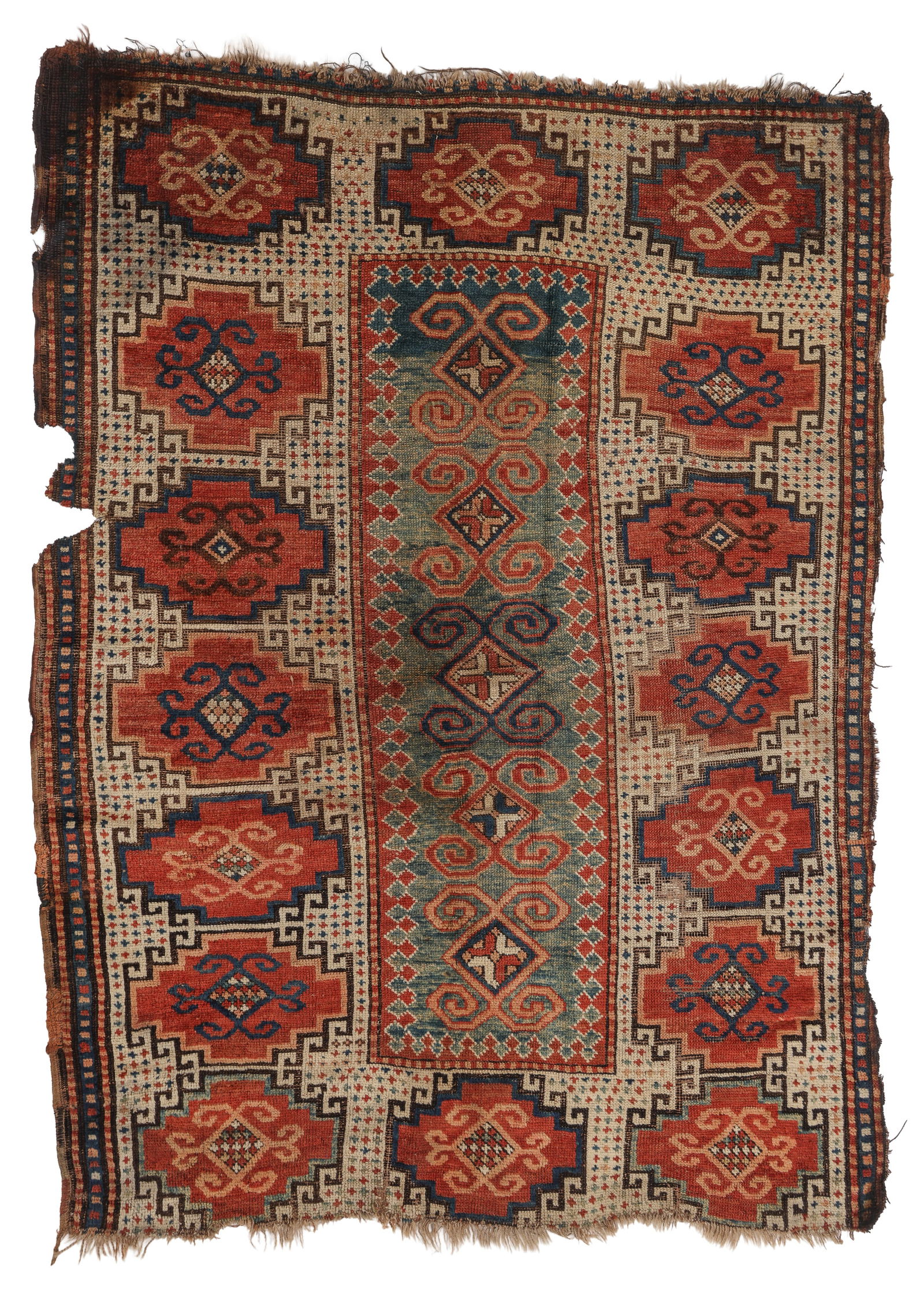 Unusual Memling Gul Kazak Rug, Caucasus, 19th C., 4'9'' x 6'5'': Unusual Memling Gul Kazak Rug, Caucasus, 19th C., 4'9'' x 6'5'' (145 x 196 cm). Weight: 12 lbs. Material: wool pile, wool warp, wool weft.