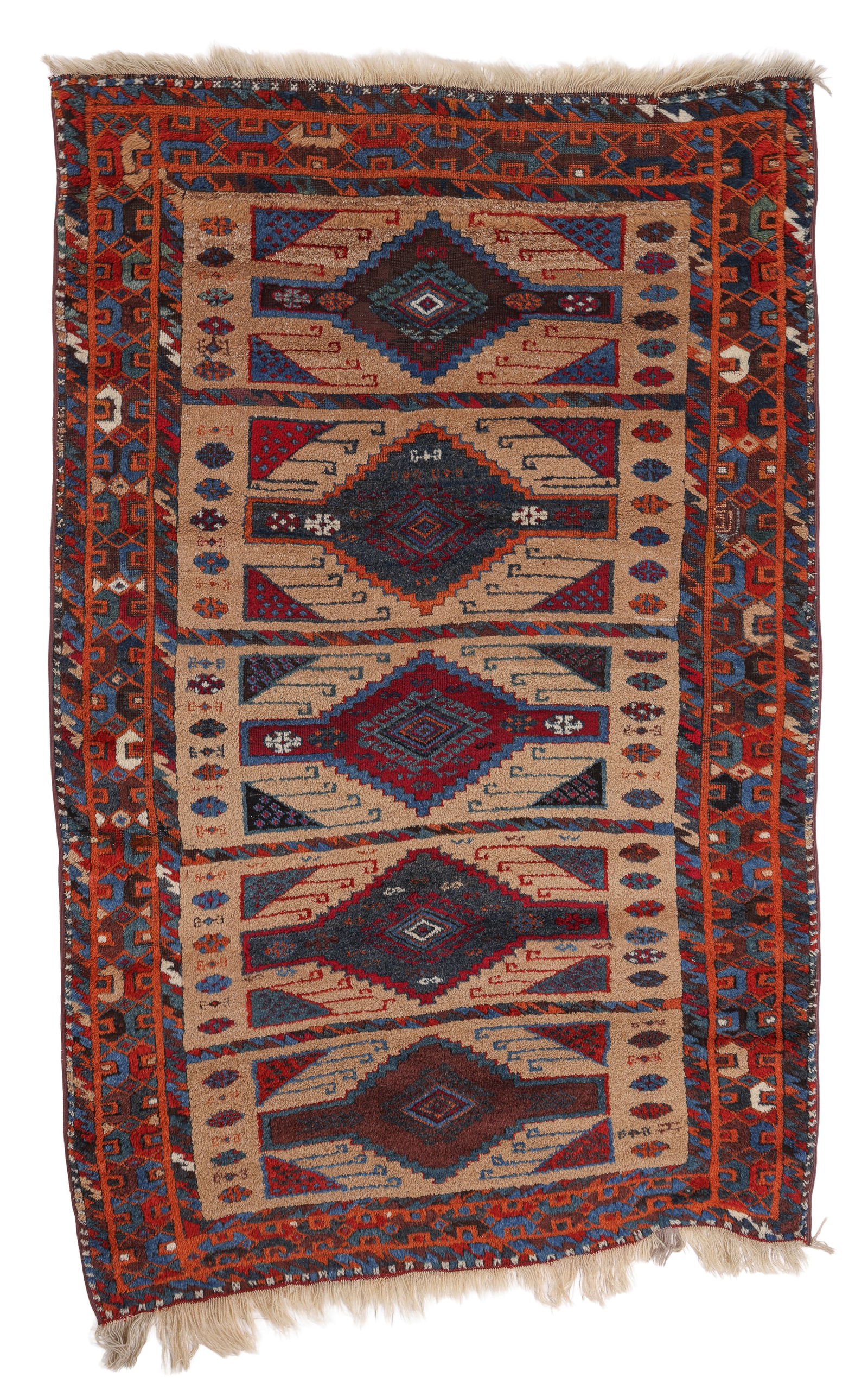 East Anatolian Camel Field Kurd Rug, Turkey, 19th C., 4'2'' x 6'6'': East Anatolian Camel Field Kurd Rug, Turkey, 19th C., 4'2'' x 6'6'' (127 x 198 cm). Weight: 12 lbs. Material: wool pile, wool warp, wool weft.
