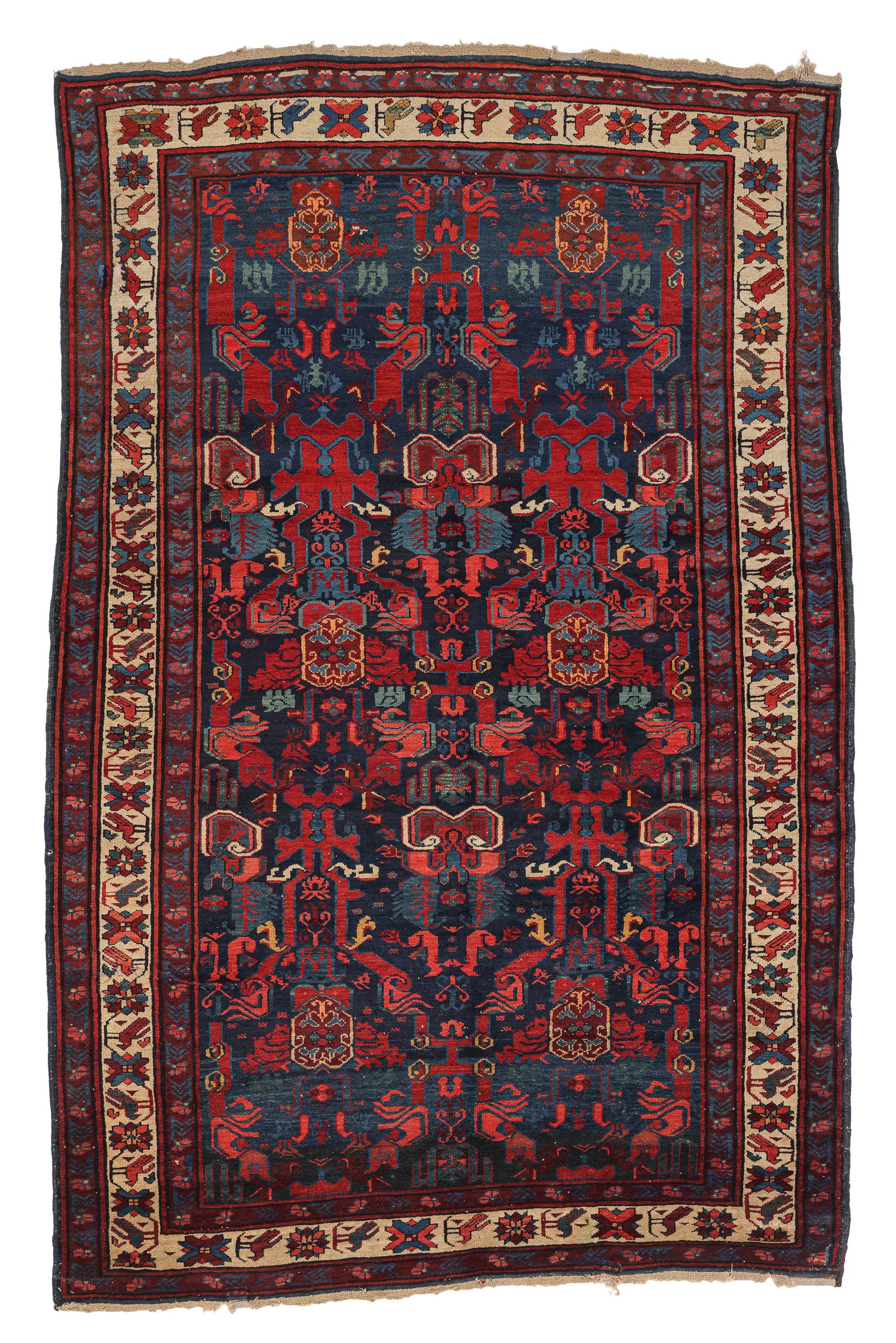 Kuba Rug, Caucasus, Late 19th C., 4'5'' x 7'0'': Kuba Rug, Caucasus, Late 19th C., 4'5'' x 7'0'' (135 x 213 cm). Weight: 14 lbs. Material: wool pile, wool warp, wool weft. Provenance: Private family estate collection, New York.