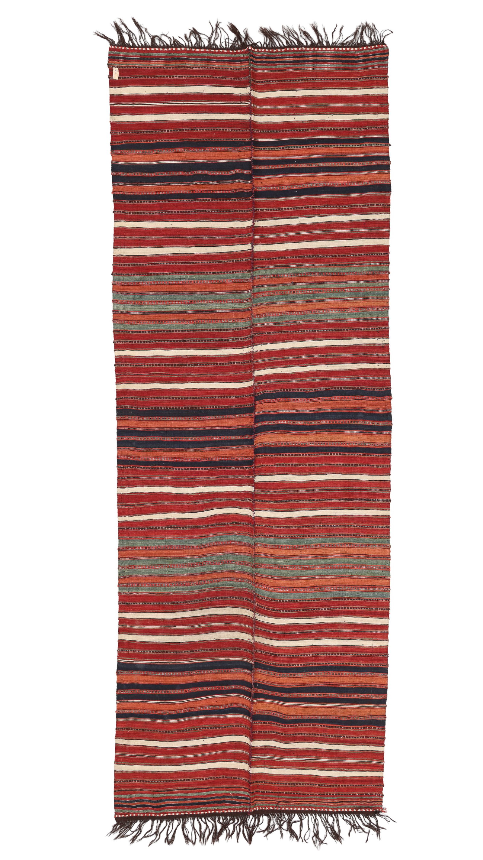 Fine Double Panel Striped Kilim, Persia, Late 19th C., 4'4'' x 12'2'' (1 of 4)