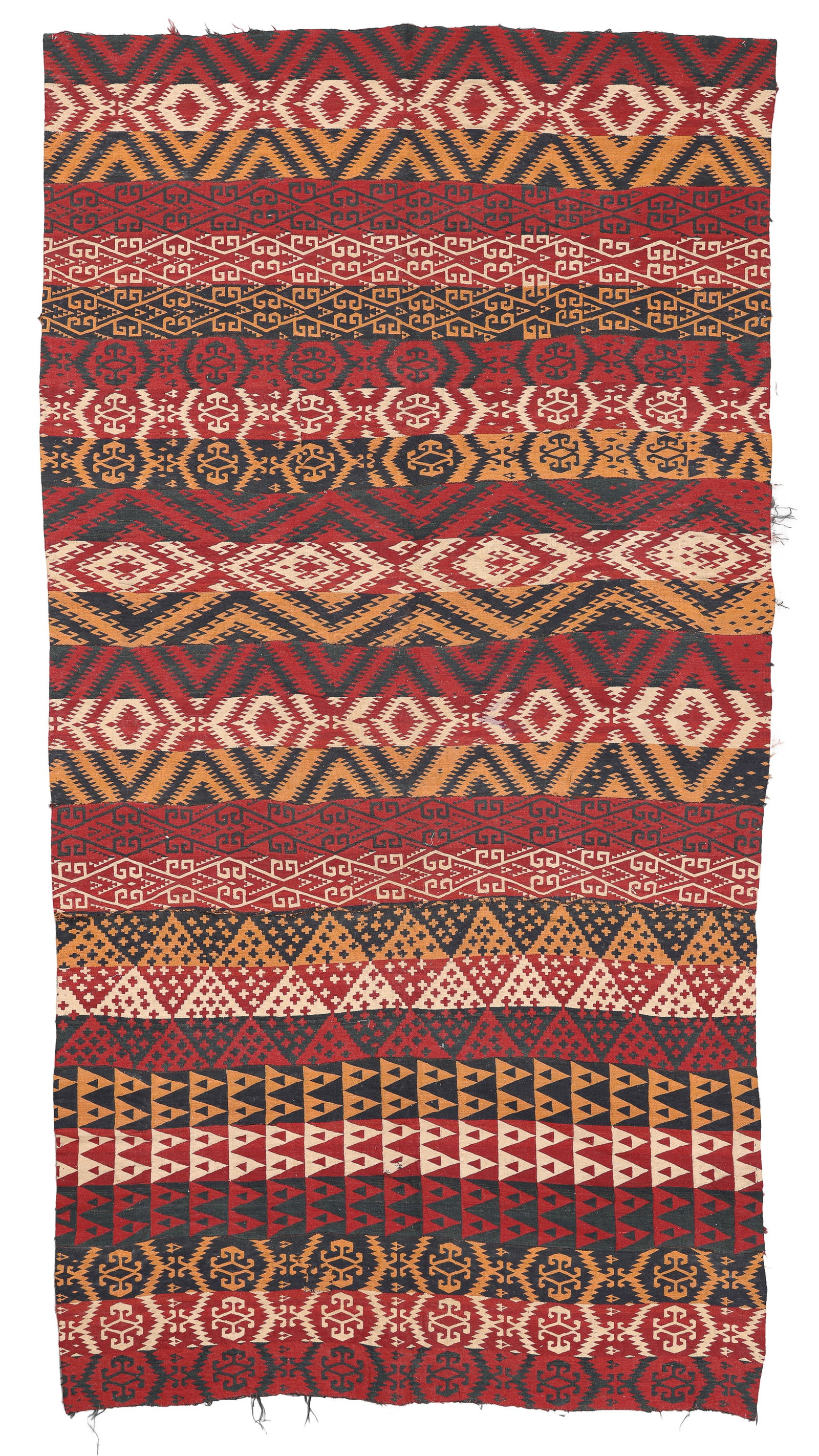 Uzbek Gajari Kilim, Central Asia, Ca. 1900, 4'10'' x 9'0'' (1 of 4)