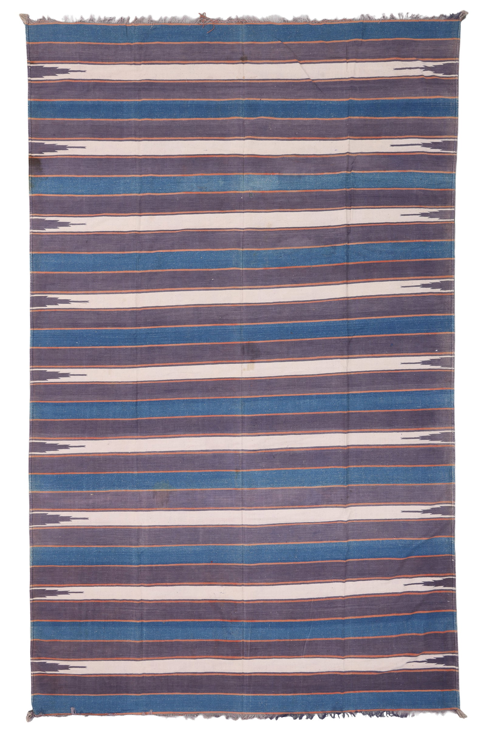 Large Roomsize Striped Dhurrie, India, Early 20th C., 8'2'' x 13'3'': Large Roomsize Striped Dhurrie, India, Early 20th C., 8'2'' x 13'3'' (249 x 404 cm). Weight: 17 lbs. Material: cotton surface, cotton warp.