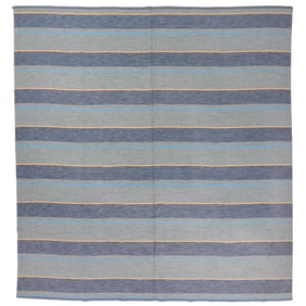 Modern Mansion-Size Striped Scandinavian Flatweave by Kasthall, Sweden, 15'4'' x 16'2''