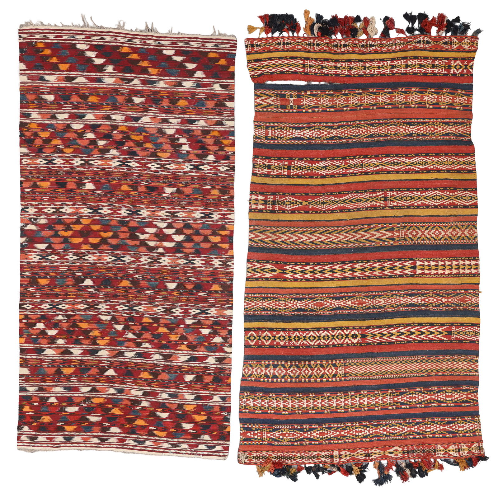 2 Uzbek Kilims, Central Asia, Ca. 1900, 5'0'' x 9'2'' (1 of 3)