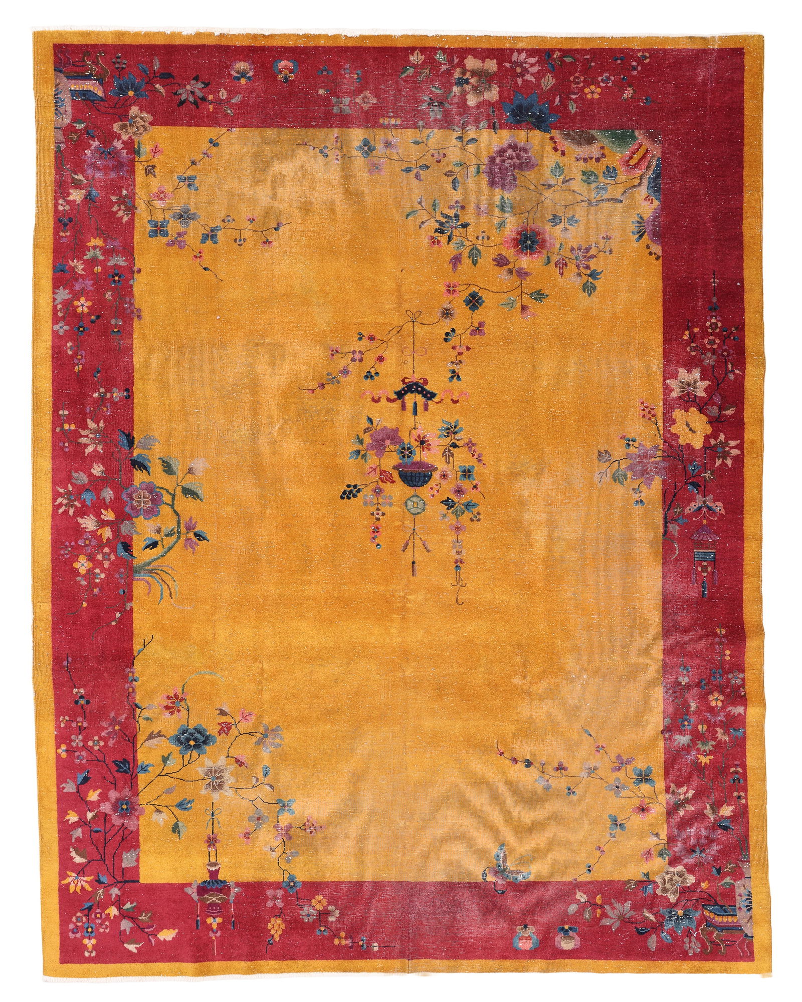 Chinese Art Deco Rug, Ca. 1930's/40's, 8'10'' x 11'5'': Chinese Art Deco Rug, Ca. 1930's/40's, 8'10'' x 11'5'' (269 x 348 cm). Weight: 64 lbs. Material: wool pile, cotton warp, cotton weft.