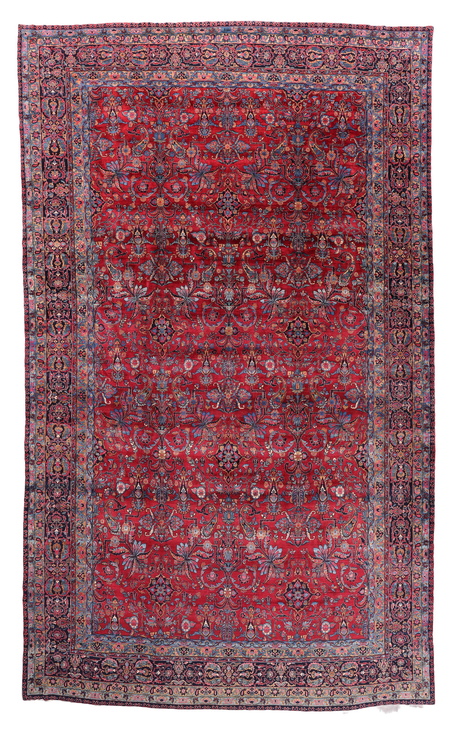 Mansion-Size Yazd Rug, Persia, Ca. 1930, 12'5'' x 20'6'': Mansion-Size Yazd Rug, Persia, Ca. 1930, 12'5'' x 20'6'' (378 x 625 cm). Weight: 160 lbs. Material: wool pile, cotton warp, cotton weft.