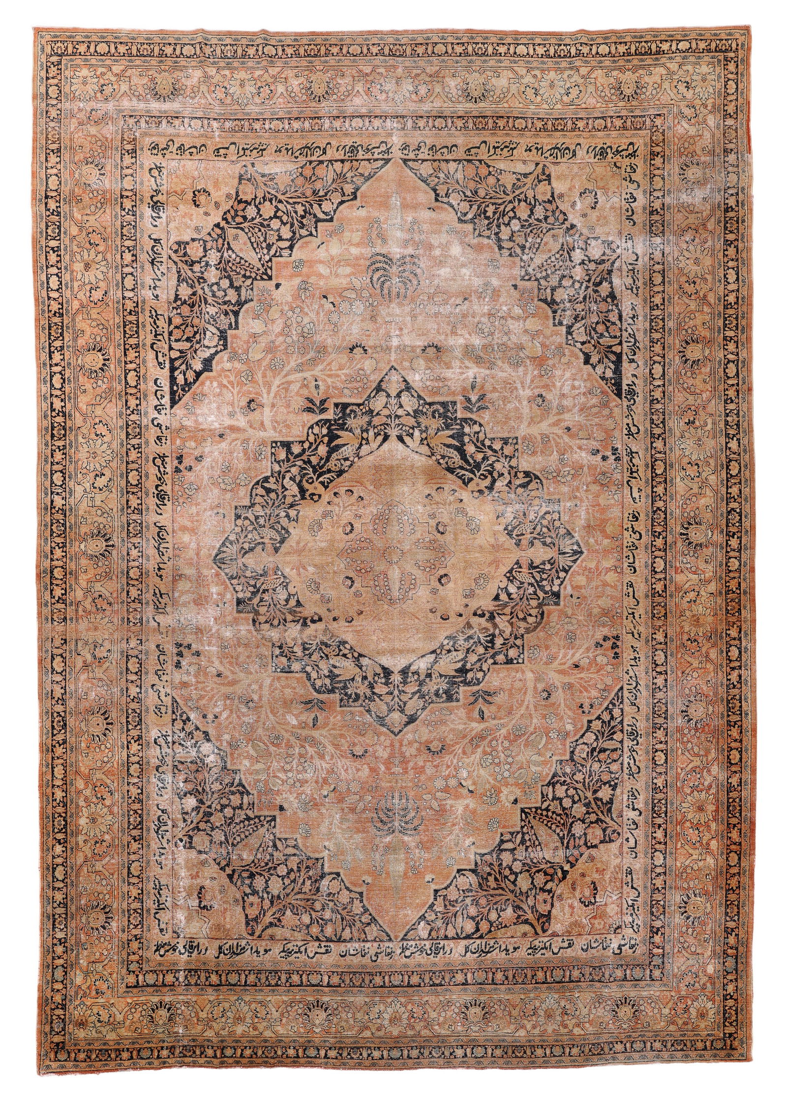 Mansion-Size Shabby Chic Tebriz Rug, Persia, Ca. 1910, 11'11'' x 17'5'': Mansion-Size Shabby Chic Tebriz Rug, Persia, Ca. 1910, 11'11'' x 17'5'' (363 x 531 cm). Weight: 84 lbs. Material: wool pile, cotton warp, cotton weft.