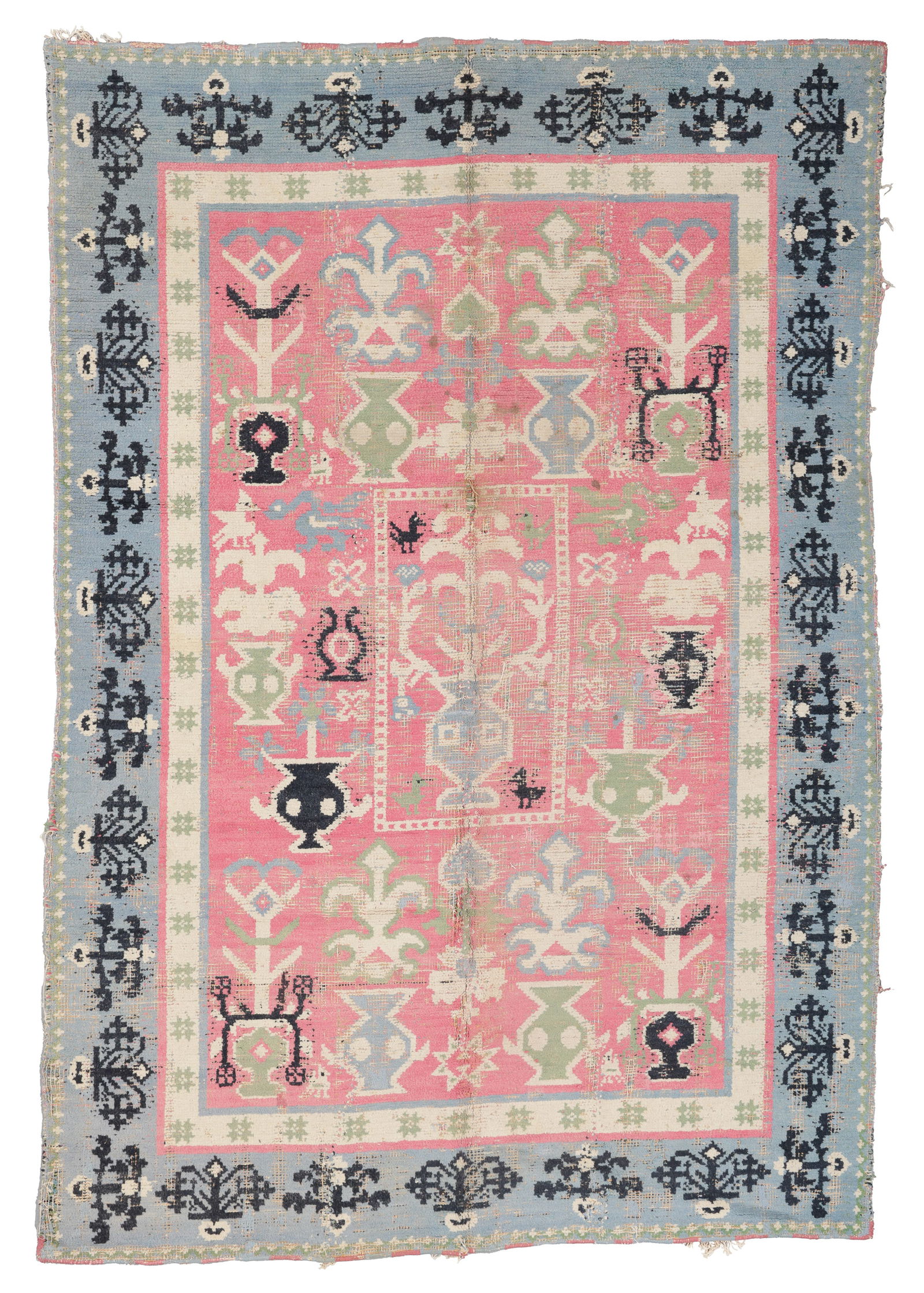 Alpujarra Rug, Spain, Late 18th C., 6'4'' x 9'3'': Alpujarra Rug, Spain, Late 18th C., 6'4'' x 9'3'' (193 x 282 cm). Weight: 25 lbs. Material: wool and linen.