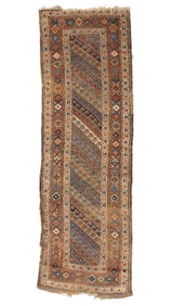 Shabby Chic Kurd Bidjar Rug, Persia, Late 19th C., 3'3'' x 9'9''