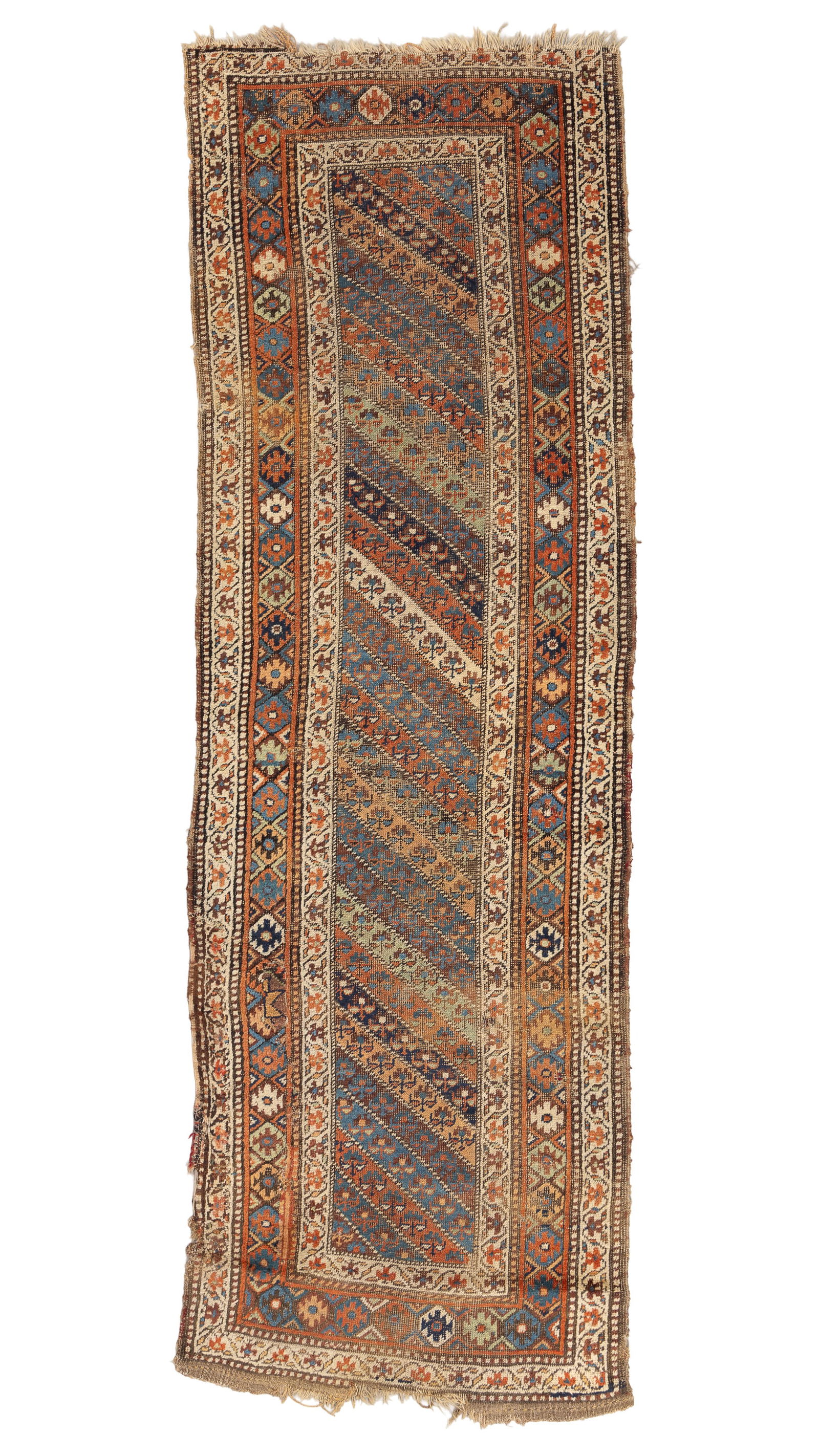 Shabby Chic Kurd Bidjar Rug, Persia, Late 19th C., 3'3'' x 9'9'' (1 of 5)