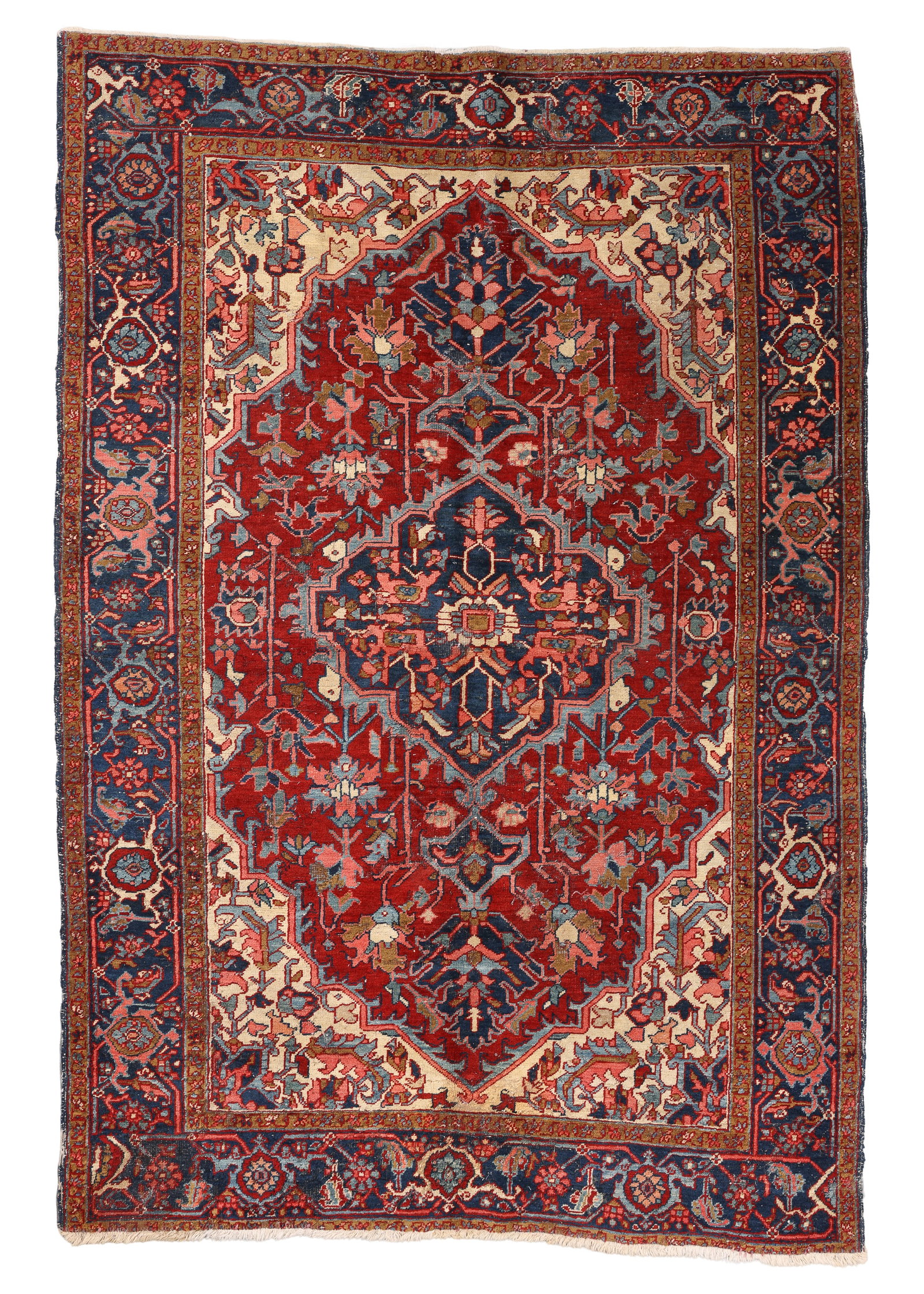 Heriz Rug, Persia, Ca. 1920, 4'9'' x 6'11'': Heriz Rug, Persia, Ca. 1920, 4'9'' x 6'11'' (145 x 211 cm). Weight: 20 lbs. Material: wool pile, cotton warp, cotton weft.