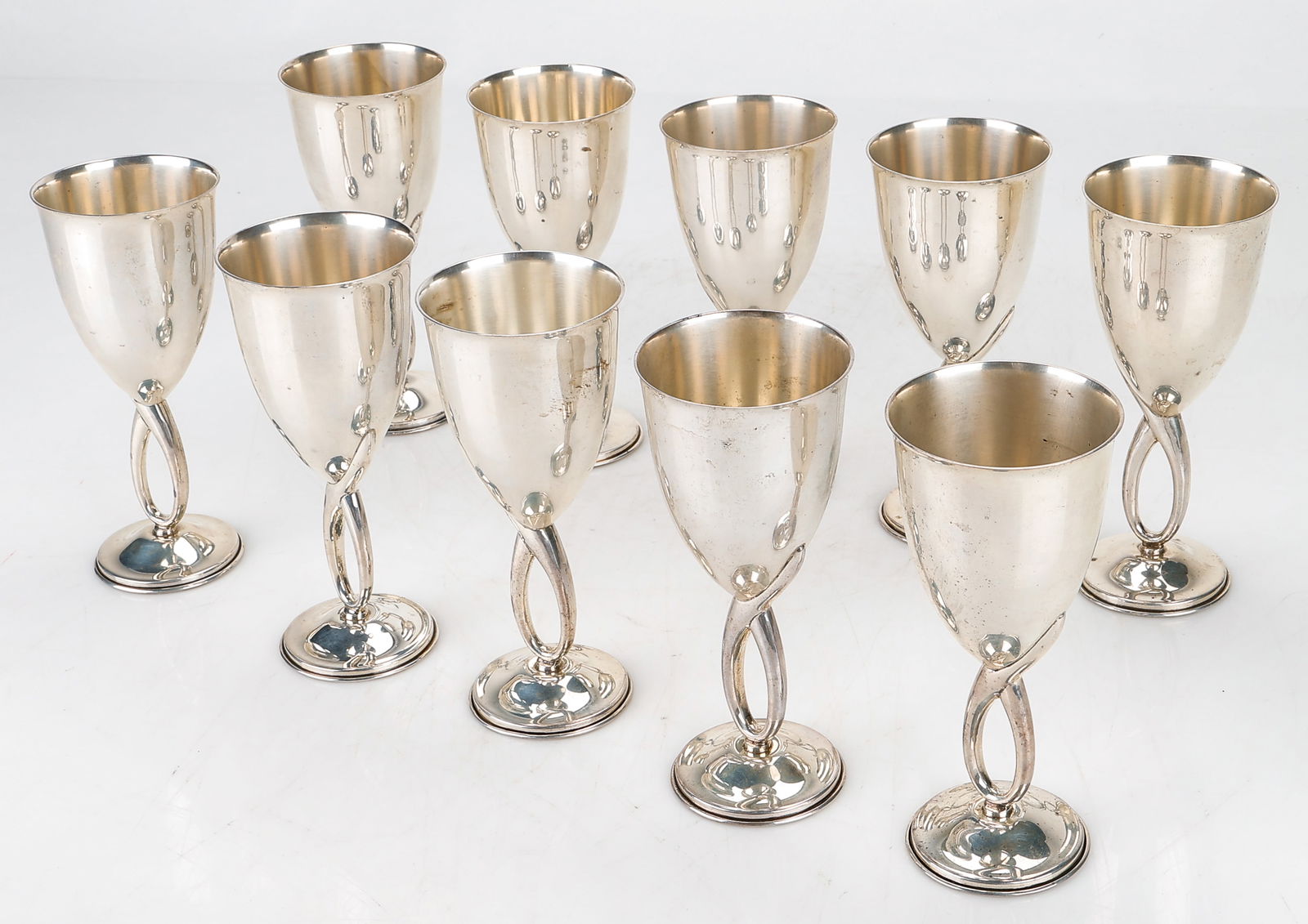 Set Of 10 Mexican Sterling Silver Goblets (1 of 4)