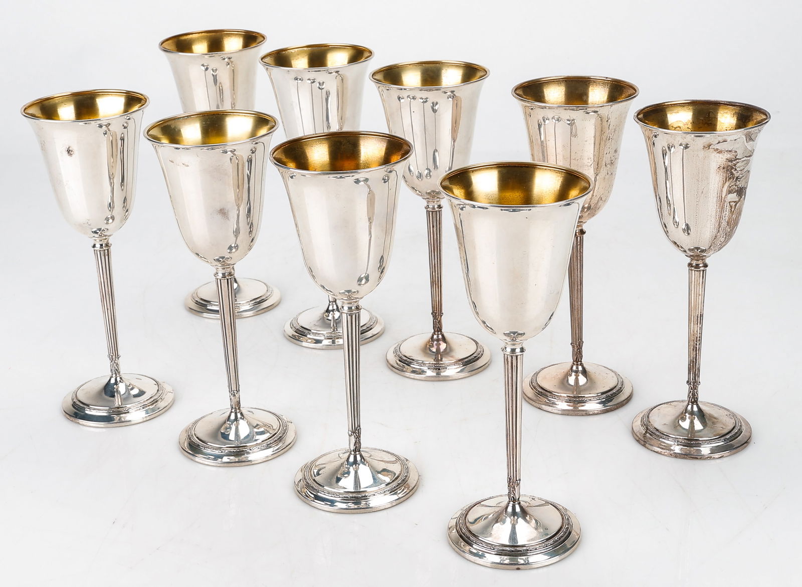 Set Of 9 Mexican Sterling Silver Gilt Washed Goblets (1 of 6)