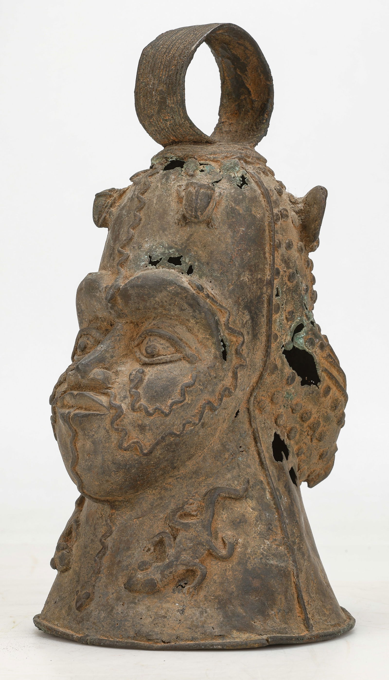 Liverpool Trade Bell: Liverpool Trade Bell. Brass. Manufactured in UK for trade in Nigeria; probably late 19th/early 20th Century. Size: 12'' x 6'' x 7'' (30 x 15 x 18 cm).