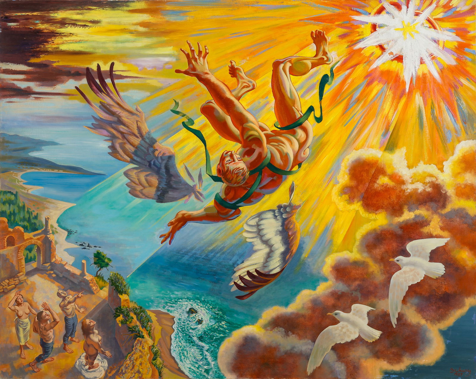Saul Schary (1904-1978) "Icarus Falling From The Sky," 1957 (1 of 5)