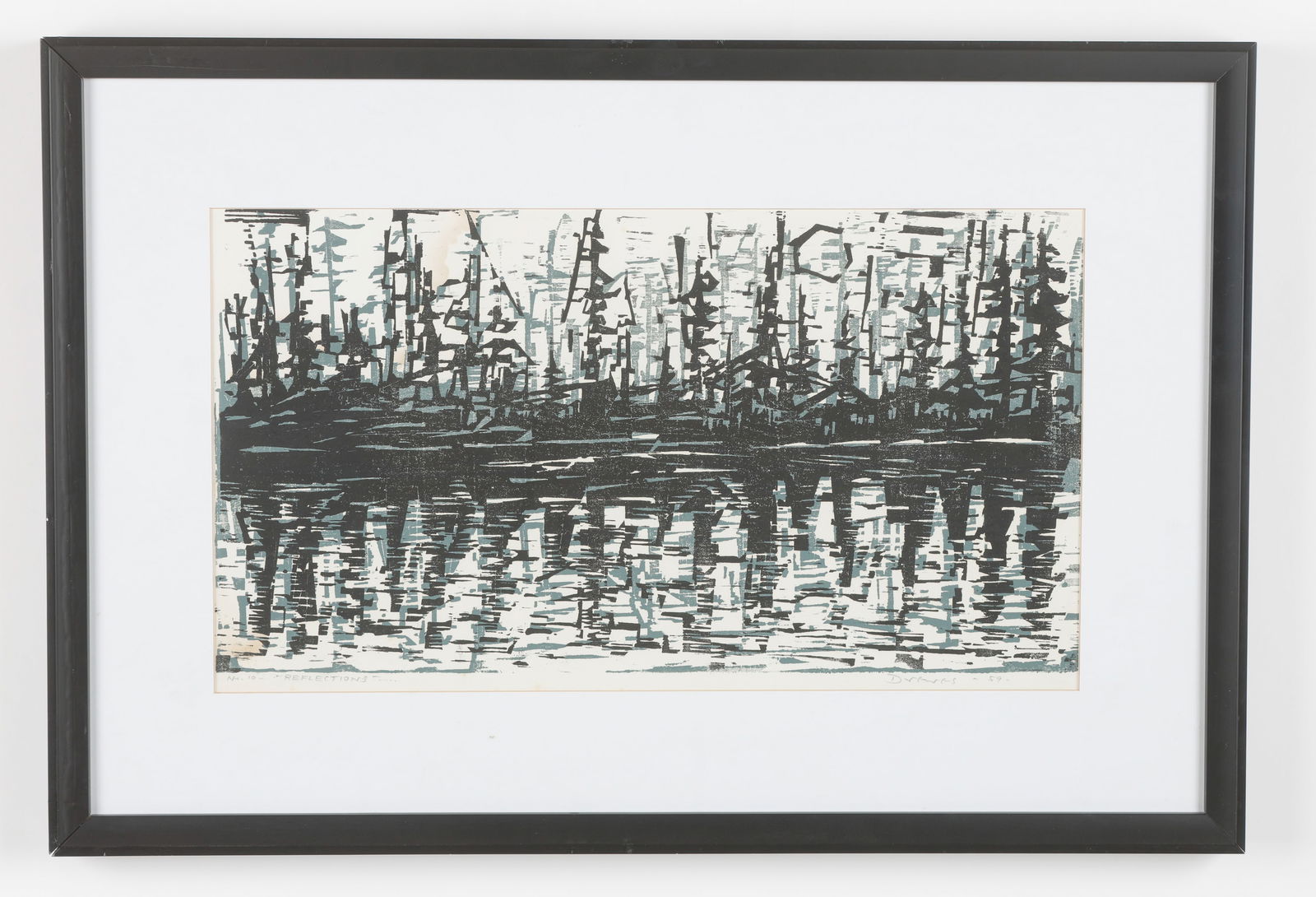 Werner Drewes (American, 1899-1985): Werner Drewes (American, 1899-1985) "Reflections, No. 10", 1959, Woodblock Print in color, signed, numbered and dated. Framed. Size: 11.5'' x 20.75'', 29 x 53 cm (sight); 19.5'' x 28.75'', 50 x 73 cm