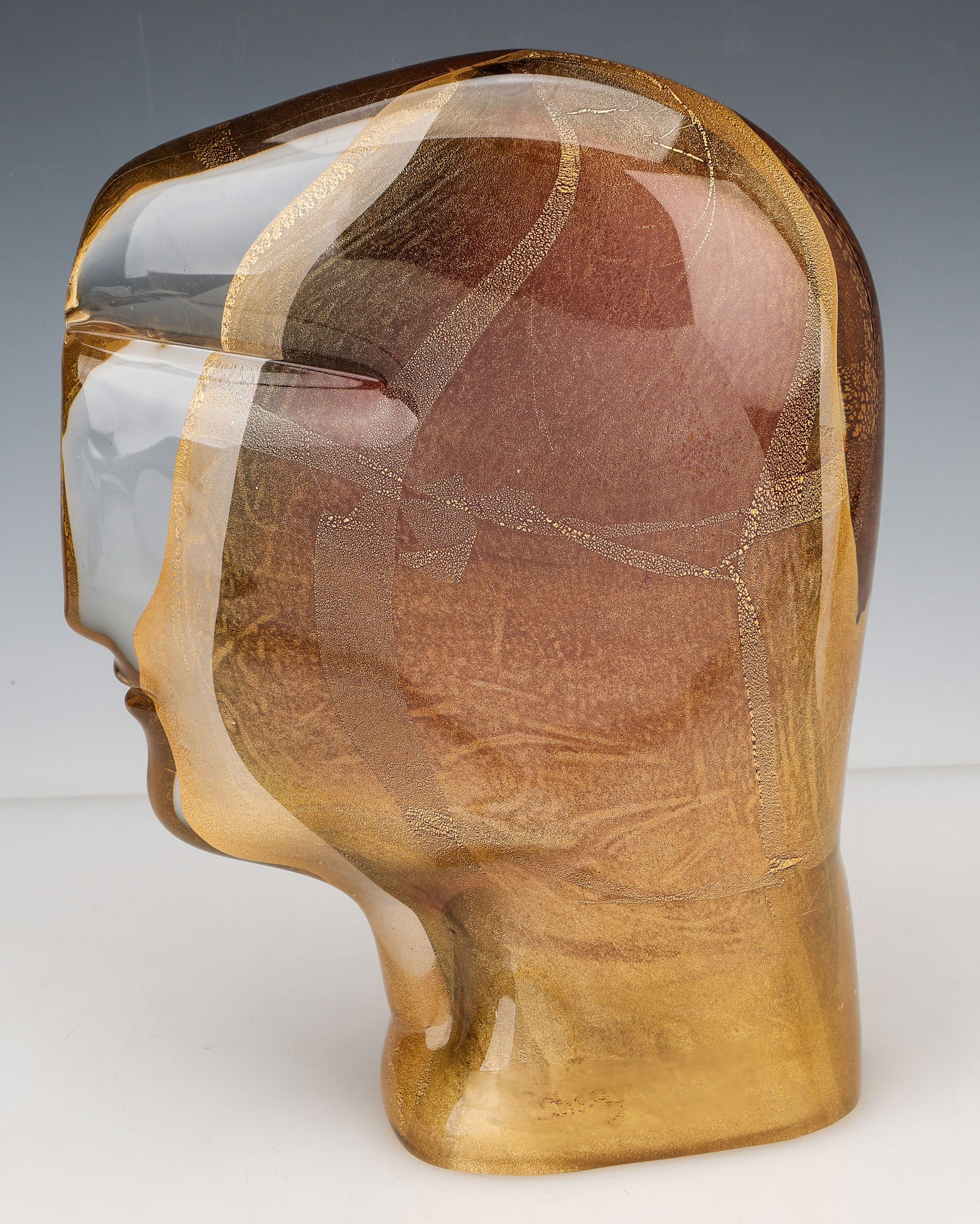 Berengo Studio Murano Glass Head, Venice: Berengo Studio Murano Glass Head. Signed "Nino," dated 2010. Size: 13.5'' x 10'' x 4'' (34 x 25 x 10 cm).