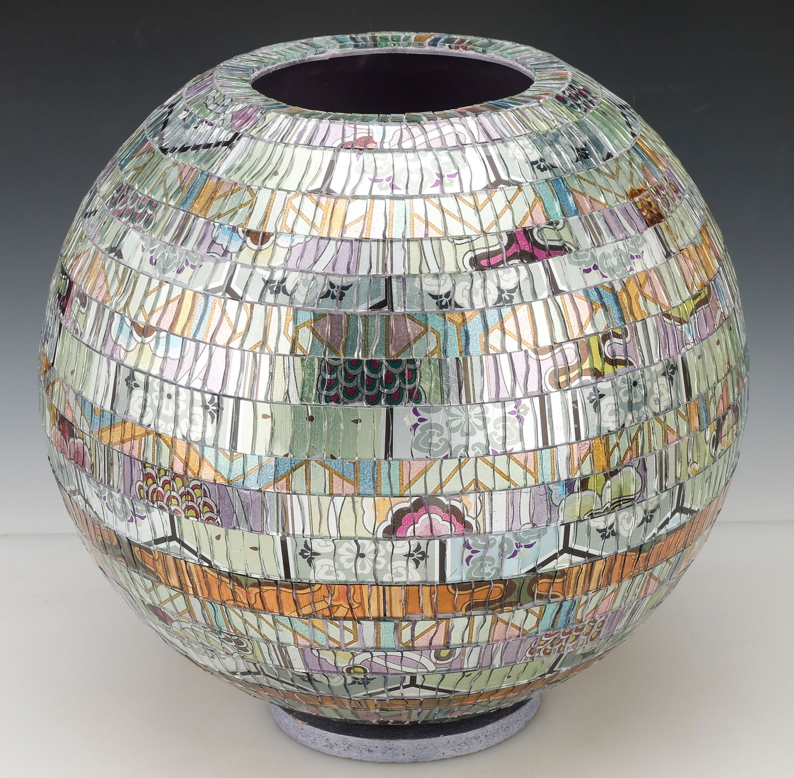 Murano Glass Mosaic Globular Vase, Venice (1 of 5)