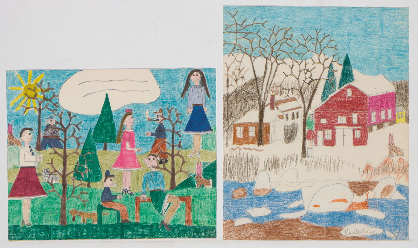 Charles Dieter (American, 1922-1986) 2 Drawings (1 of 4)