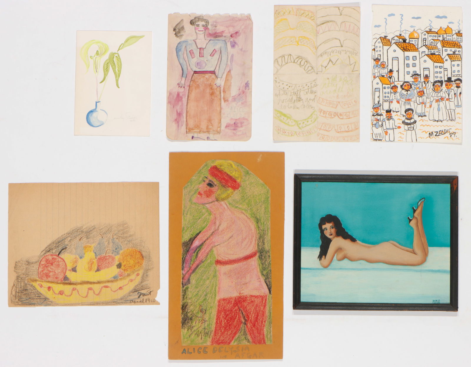 Collector's Lot of 7 Folk Art Paintings (1 of 8)