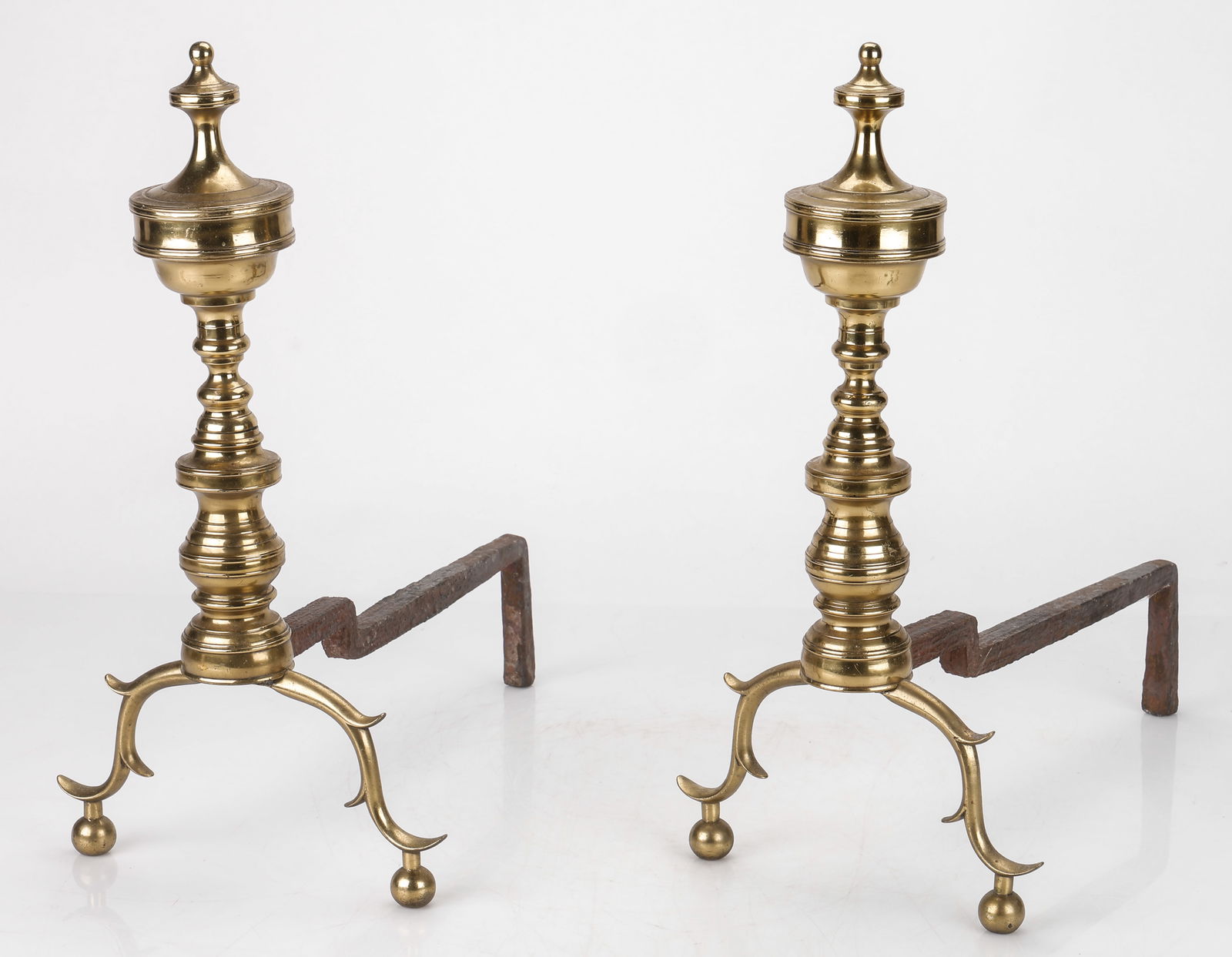 Pair of American Federal Style Brass Andirons (1 of 2)