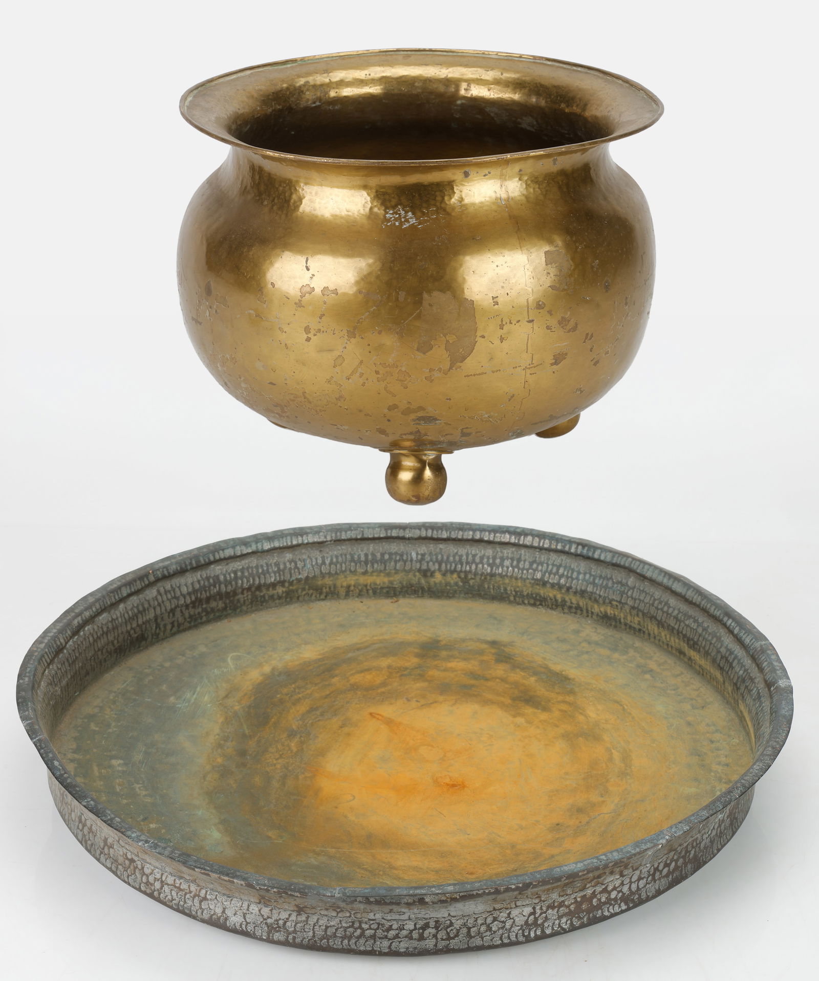 Large Copper Alloy Under Tray And Large Footed Brass Spittoon (1 of 8)