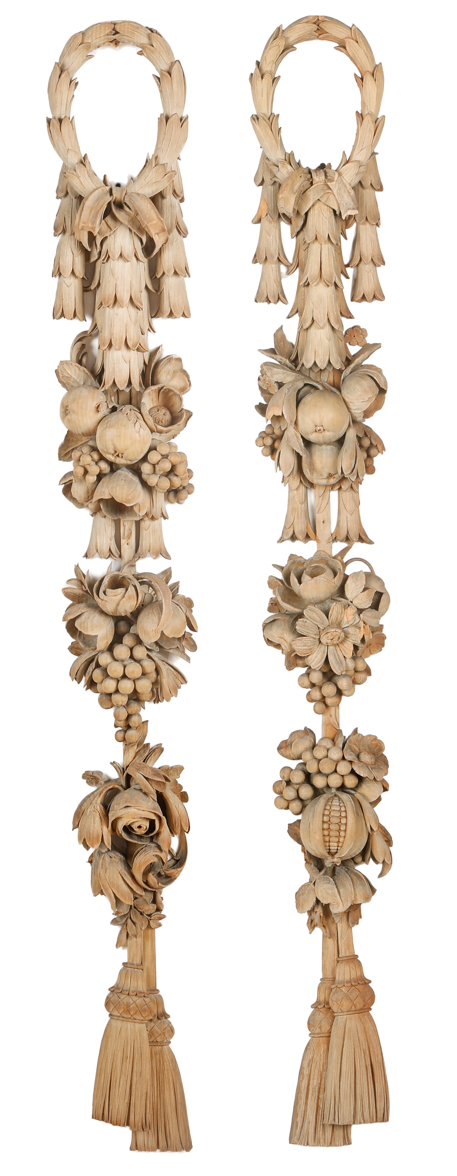 2 Carved High Relief Wooden Architectural Framing Element: 2 Carved High Relief Wooden Architectural Framing Elements. Each Size: 60'' x 7.5'' x 4'' (152 x 19 x 10 cm). Provenance: Property from the Estate of Pulitzer Prize-winning American playwright Edward