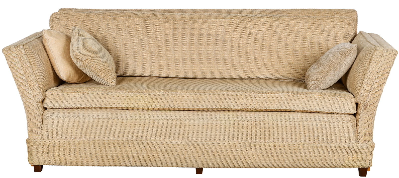 Vintage Beige Upholstered Sofa With Flared Arms, L: 85" (1 of 4)