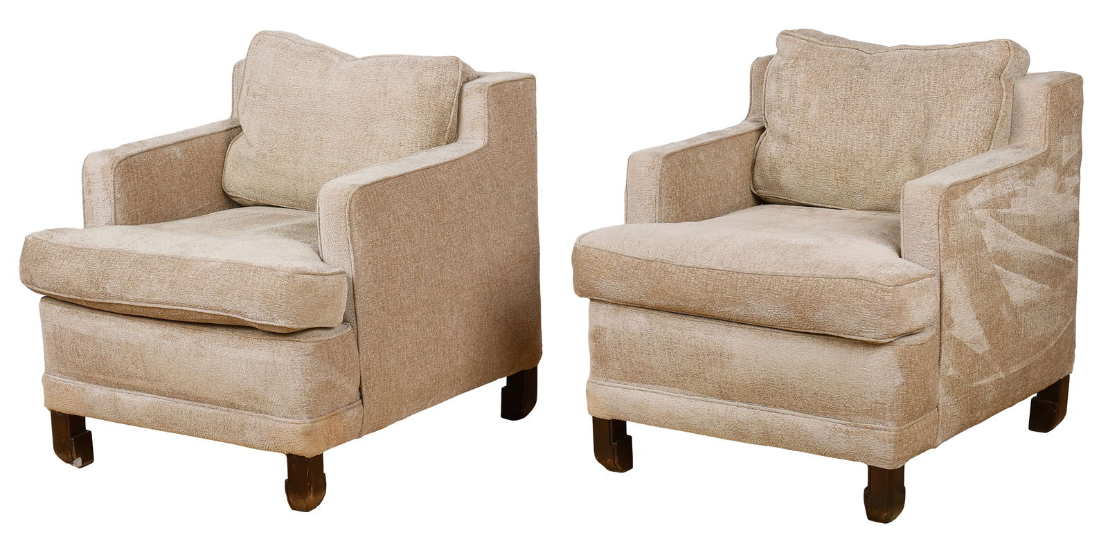 Pair of Vintage Pale Beige Upholstered Armchairs (1 of 5)
