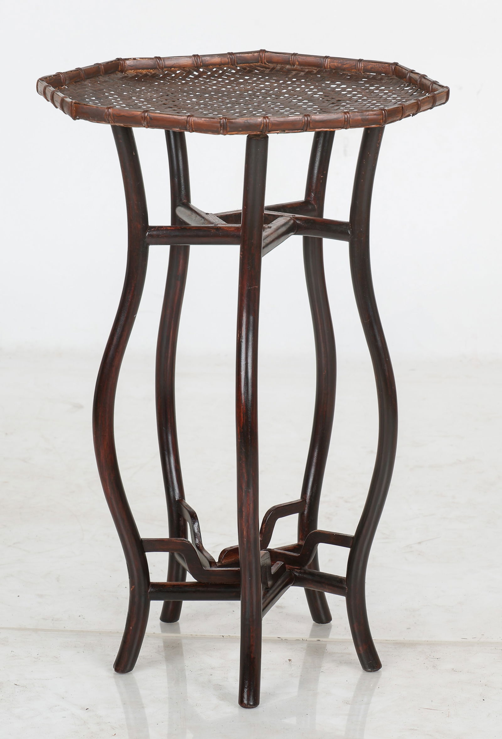 Vintage Chinese Hardwood Wicker Top Table (1 of 2)