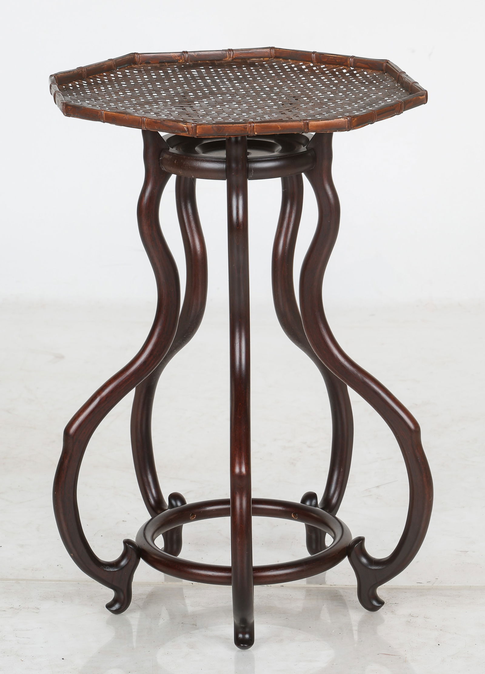 Vintage Chinese Hardwood Wicker Top Table (1 of 3)